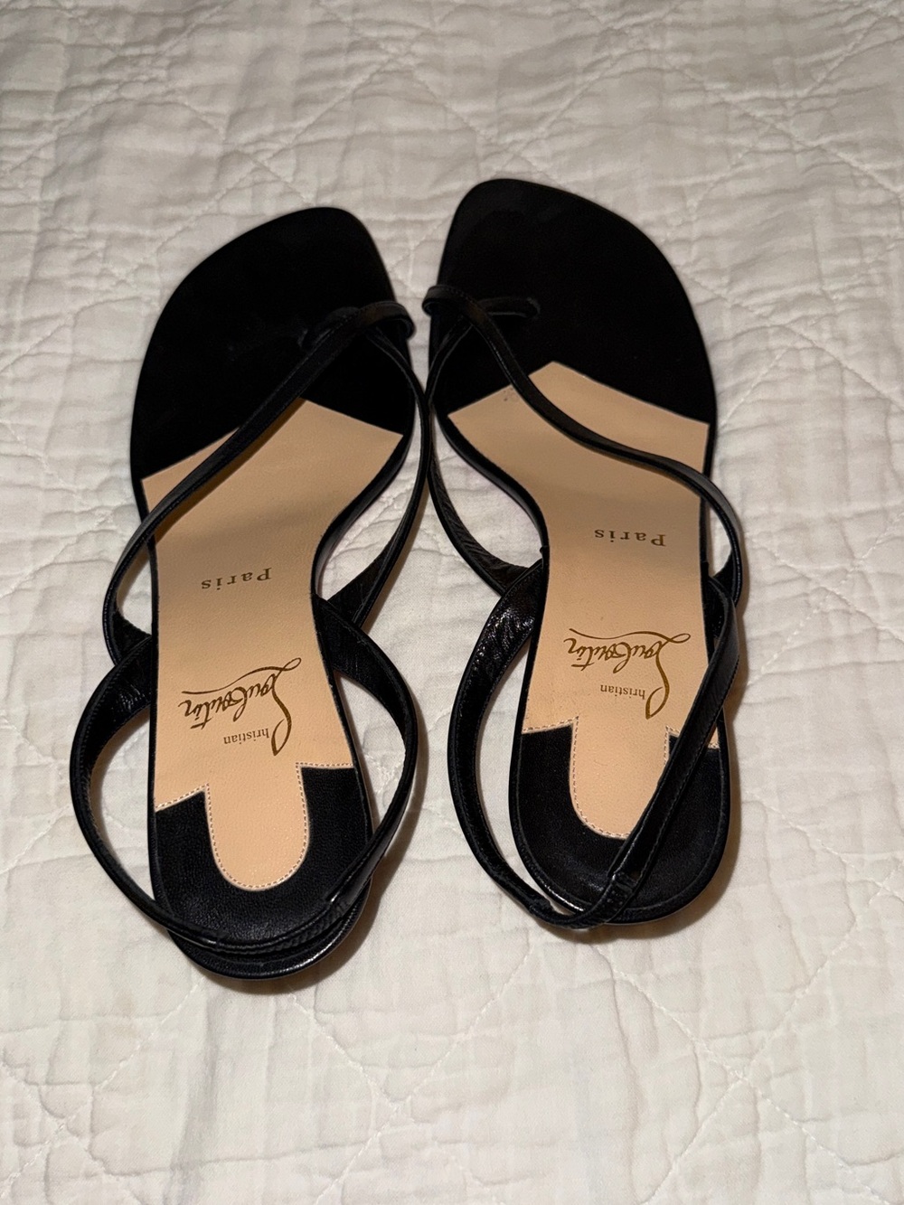 Christian Louboutin Black Strappy Sandals Heels Size 39.5